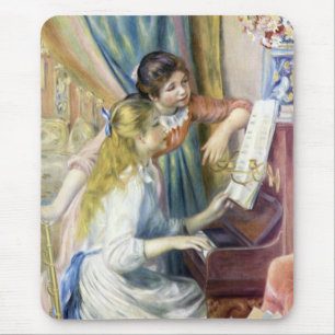 Alfombrilla De Ratón Young Girls at the Piano by Pierre Renoir