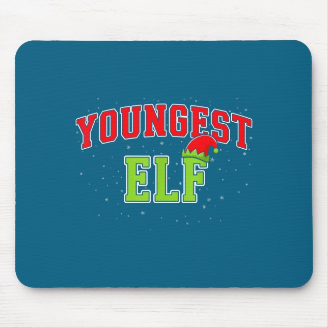 Alfombrilla De Ratón Youngest Elf Christmas Family Matching Group Xmas  (Frente)