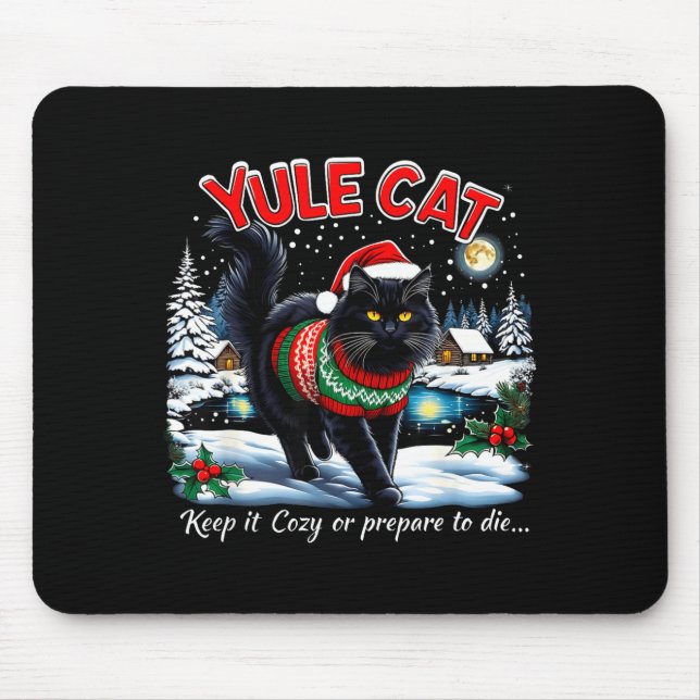 Alfombrilla De Ratón Yule Cat Keep It Cozy Funny Christmas Quote  (Frente)