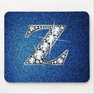 Alfombrilla De Ratón Z Faux-"Diamond Bling" en Denim Mousepad