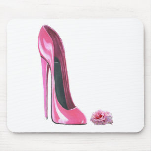 Alfombrilla De Ratón Zapato rosado del estilete y subió