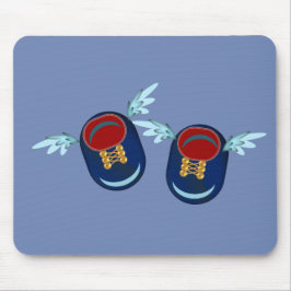 Alfombrilla De Ratón Zapatos pequeños con alas lindos en azul y rojo
