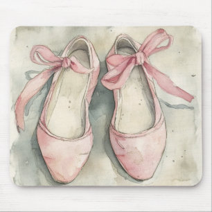 Alfombrilla De Ratón Zapatos planos de ballet con lazo rosa pastel vint