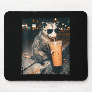 Alfombrilla De Ratón Zarigüeya bebiendo café helado meme divertido de z