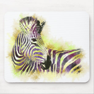 Alfombrilla De Ratón Zebra de color de agua