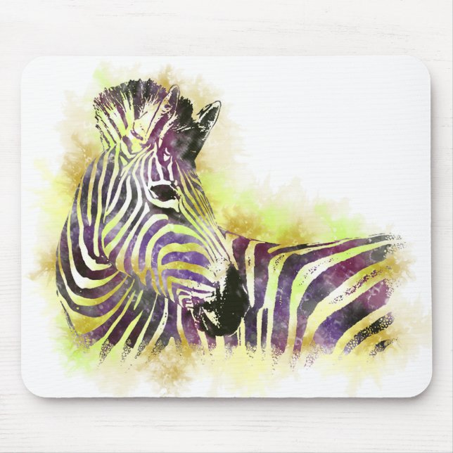 Alfombrilla De Ratón Zebra de color de agua (Frente)