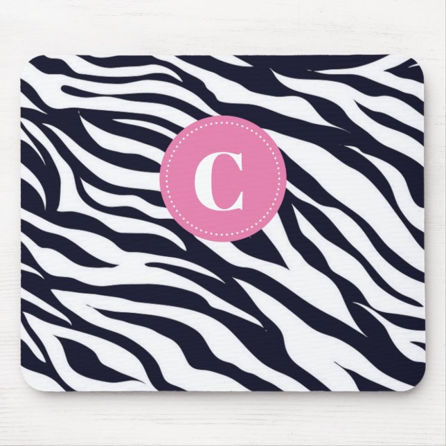 Alfombrilla De Ratón Zebra Monograma Mouse Pad (Frente)
