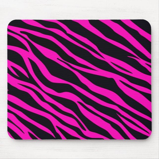 Alfombrilla De Ratón Zebra rosa caliente con rayas (Frente)