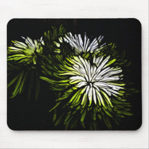 Alfombrilla De Ratón Zen floral Lime verde blanco Crisantemo