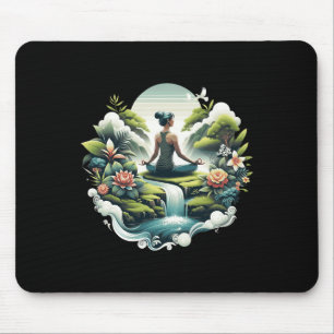 Alfombrilla De Ratón Zen Yoga Cascada Meditación Pacífico Bienestar N