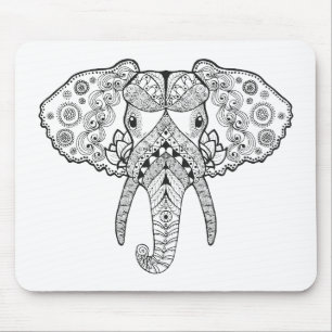Alfombrilla De Ratón Zentangle inspiró el elefante