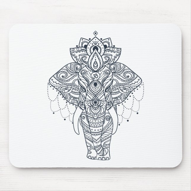 Alfombrilla De Ratón Zentangle inspiró el elefante (Frente)