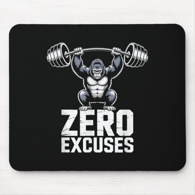 Alfombrilla De Ratón Zero Excuses Gorilla Gym Motivational Workout  (Frente)