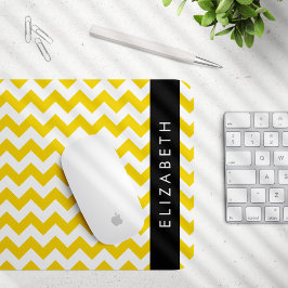 Alfombrilla De Ratón Zigzag Amarillo, Chevron Amarillo, Tu Nombre