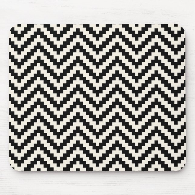 Alfombrilla De Ratón Zigzag Chevron Rayo vertical en negro (Frente)