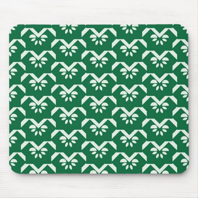 Alfombrilla De Ratón Zigzag floral verde (Frente)