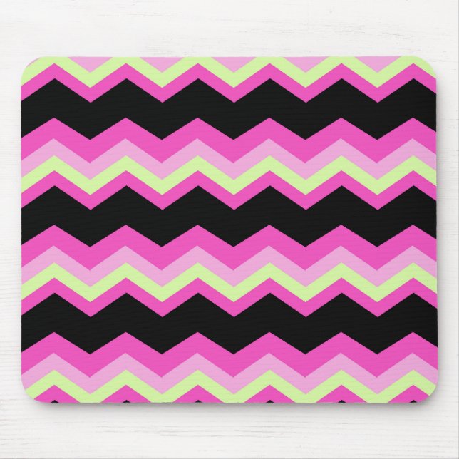 Alfombrilla De Ratón zigzag fuchsia chevron rosado (Frente)
