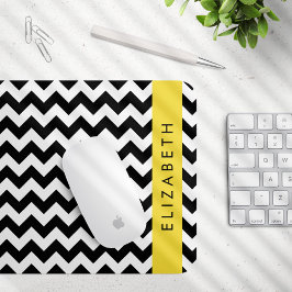 Alfombrilla De Ratón Zigzag negro y blanco, patrón de cheurón, nombre