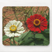 Zinnia blanca y Zinnia roja Mousepad