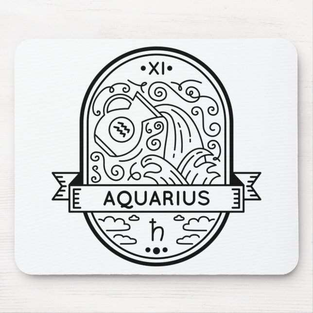 ALFOMBRILLA DE RATÓN ZODIAC BADGE SYMBOL AQUARIUS STROKE (Frente)