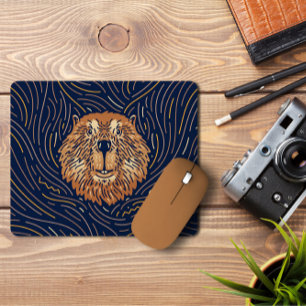 Alfombrilla De Ratón Zodiac Beaver Brown   Beaver Mousepad dibujado a m