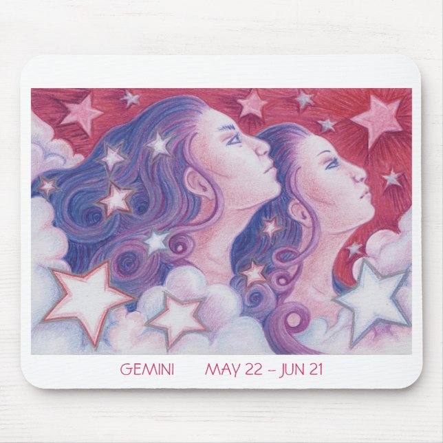 Alfombrilla De Ratón Zodiac Gemini mousepad borde blanco (Frente)