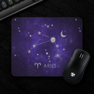 Alfombrilla De Ratón Zodiac Purple Aries   Horoscopio Astrológico Cósmi