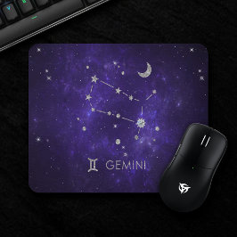 Alfombrilla De Ratón Zodiac Purple Gemini | Horoscopio Astrológico Cósm