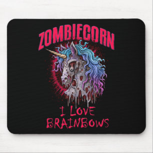 Alfombrilla De Ratón Zombie Unicornio I Love Brainbows Punk Gótico góti