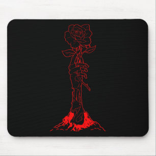 Alfombrilla De Ratón Zombiecore Aesthetic Zombie Mano Red Rose Skeleton