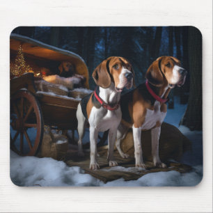 Alfombrilla De Ratón Zorro Americano de habla inglesa Snowy Sleigh Navi