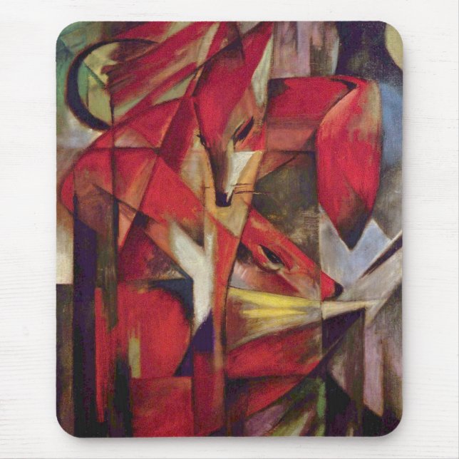 Alfombrilla De Ratón Zorros por Franz Marc, Arte Abstracto Cubista Anti (Frente)