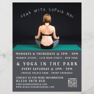Alfombrilla de yoga, folleto publicitario de clase