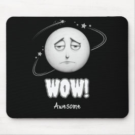 Alfombrilla negra de ratón "Wow" cara de luna