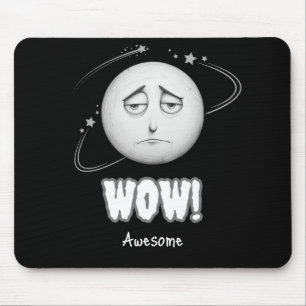 Alfombrilla negra de ratón "Wow" cara de luna