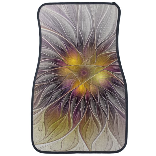 Alfombrilla Para Coche Flor colorida luminosa, fractal moderno abstracto