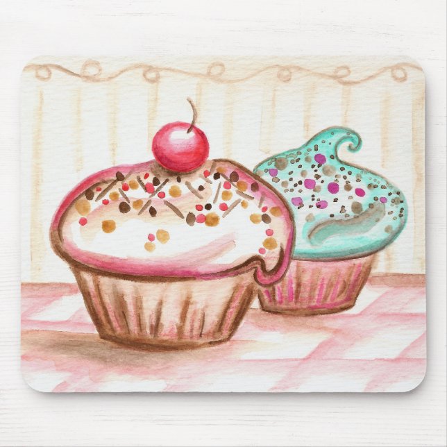 Alfombrilla para ratón de Cupcakes con Purpurina (Frente)