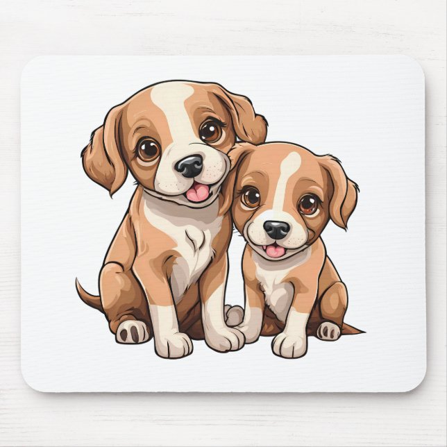 Alfombrilla para ratón de DOS CACHORROS (Frente)