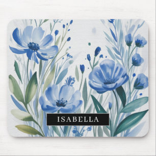 Alfombrilla para ratón de flores de jardín azul ac