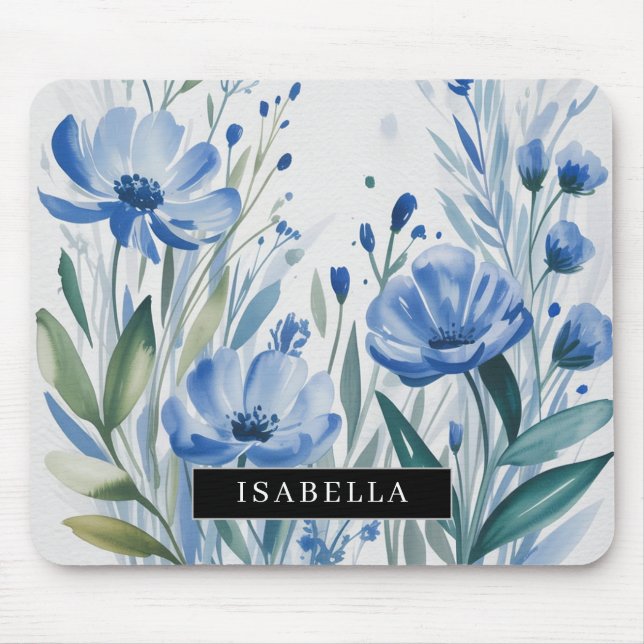 Alfombrilla para ratón de flores de jardín azul ac (Frente)