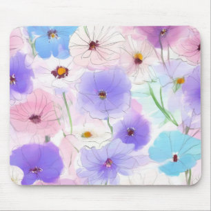 Alfombrilla para ratón de flores suaves Pastel Blo
