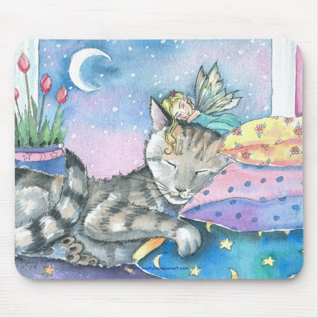 Alfombrilla para ratón de gato atigrado de hada po (Frente)