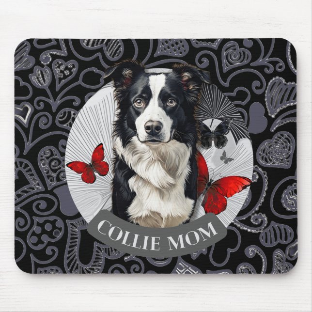 Alfombrilla para ratón de mamá Border Collie – Reg (Frente)