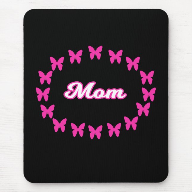 Alfombrilla para ratón de mamá con mariposas rosad (Frente)