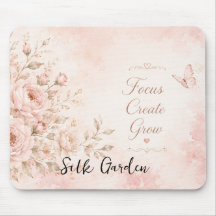 Alfombrilla para ratón de seda rosa jardín floral