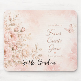 Alfombrilla para ratón de seda rosa jardín floral