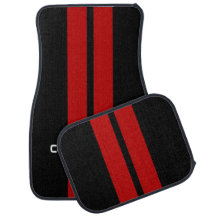 Alfombrillas de auto de banda doble roja - con tex