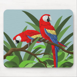 Alfombrillas para ratón de guacamayo escarlata roj