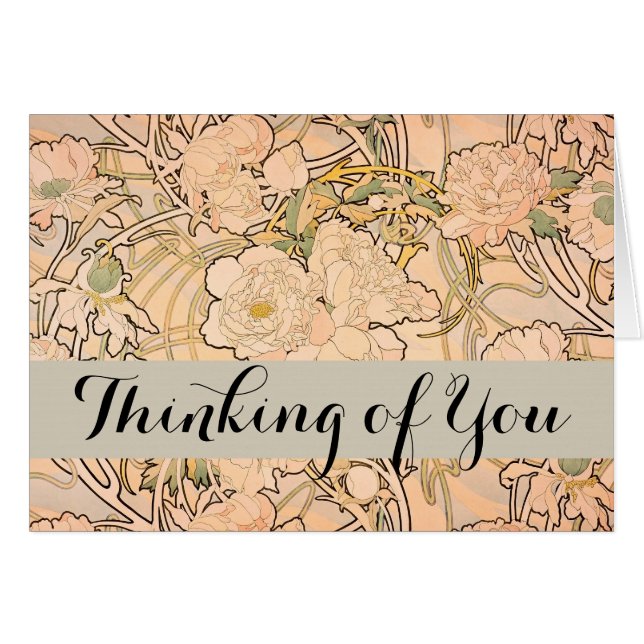 Alfonse Mucha Art Nouveau Peonies (Anverso (Horizontal))