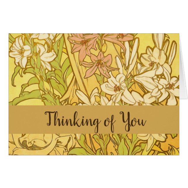 Alfonse Mucha Flores de lirio Art Nouveau (Anverso (Horizontal))